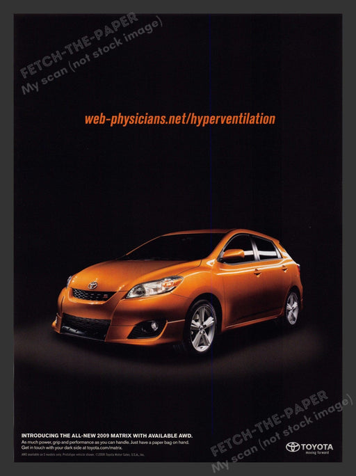 Toyota Matrix Orange Car 2000s Print Advertisement Ad 2008 Fetch the Paper!