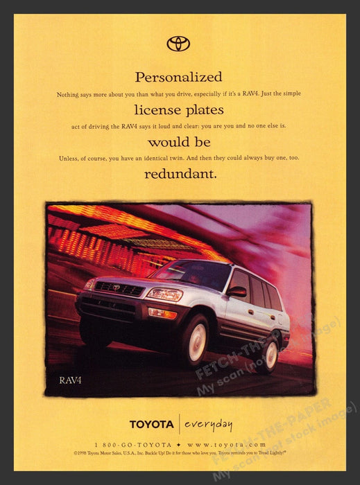 1999 Toyota RAV4 City Yellow Print Advertisement Ad