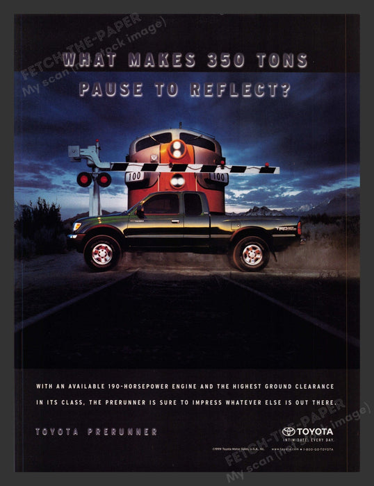 2000 Toyota Tacoma Truck with Train Engine Print Advertisement Ad.