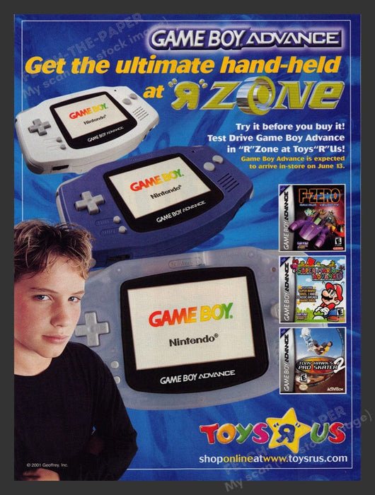 2001 Toys 'R Us Game Boy Advance "R" Zone Video Game Print Advertisement