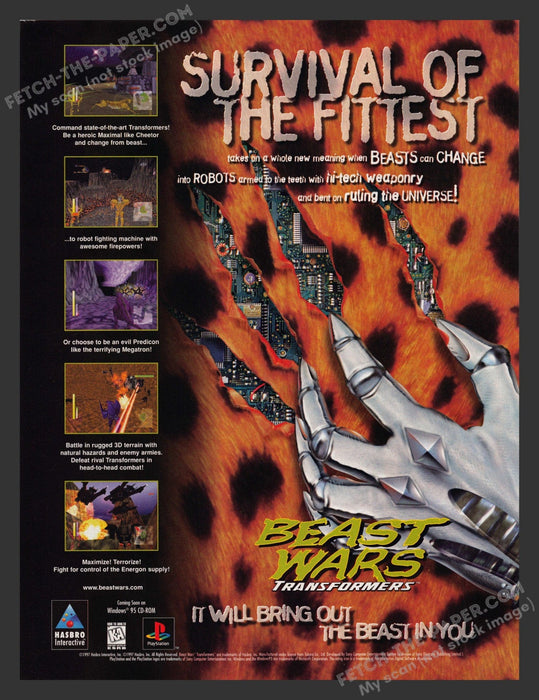 1997 Print Advertisement Transformers: Beast Wars Video Game Ad.
