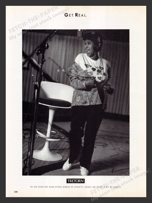1990 Tretorn Shoes Aretha Franklin Singing Print Advertisement Ad