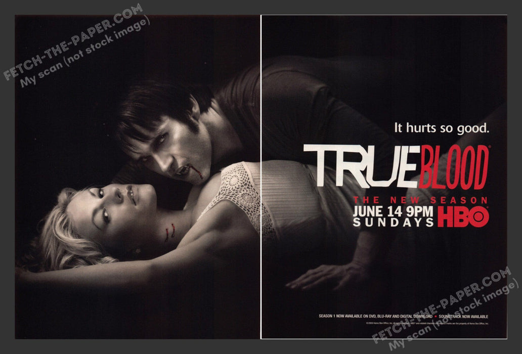 2009 Print Advertisement 2 Page True Blood T.V. Show Anna Paquin Actress Ad.
