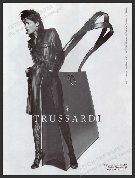 Trussardi Handbags 1990s Print Advertisement Ad 1996 Legs Hosiery Fetch the Paper!