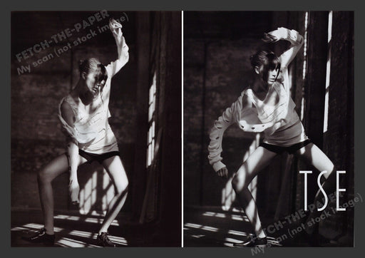 TSE 2000s Print Advertisement (2 pages) 2007 Fashion Legs Bending Model Fetch the Paper!