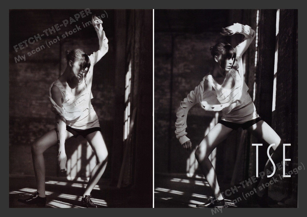 TSE 2000s Print Advertisement (2 pages) 2007 Fashion Legs Bending Model Fetch the Paper!