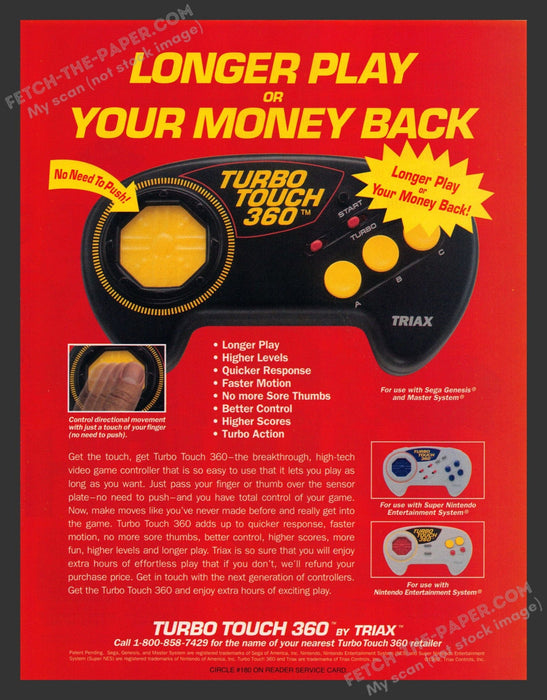 1992 Print Advertisement Turbo Touch 360 Controller Video Game Ad.