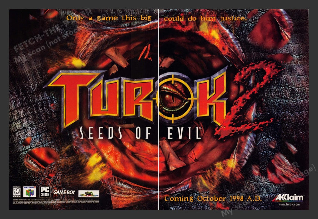 1998 Turok: Seeds of Evil Video Game Print Advertisement (2 Pages)