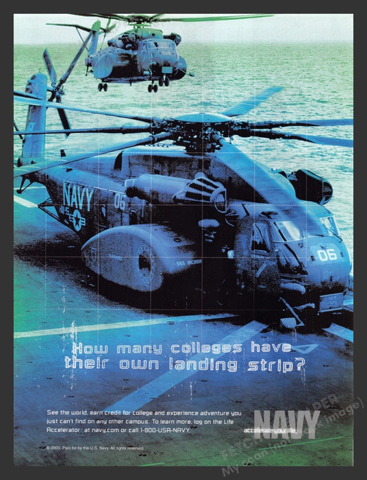 2004 U.S. Navy Helicoptors USS Inchon Landing Strip Print Advertisement Ad