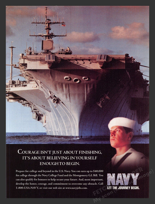 1999 U.S. Navy Ship G.I. Bill Print Advertisement Ad.