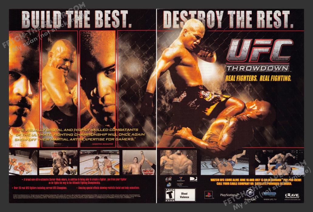2002 Print Advertisement 2 Page UFC Throwdown Athlete Video Game Ad.
