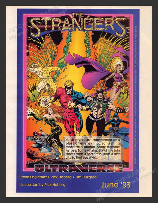 1993 Ultraverse The Strangers Illustrator: Rick Hoberg Comic Print Advertisement