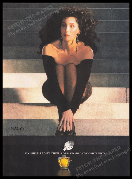 Uninhibited by Cher 1980s Print Advertisement Ad 1989 Fragrance Steps Fetch the Paper!