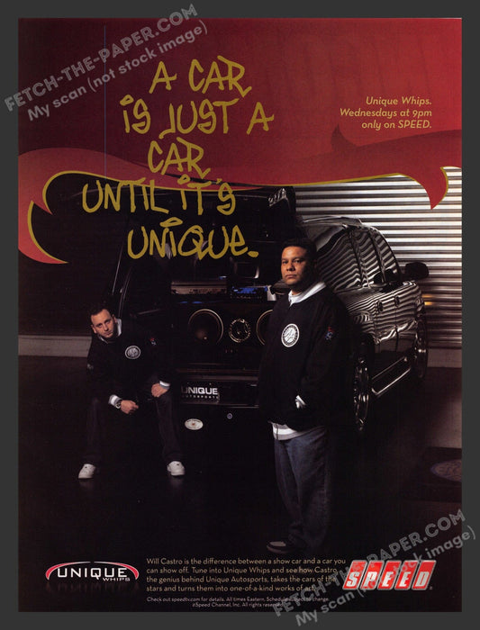 2005 Print Advertisement Unique Whips T.V. Show Will Castro Celebrity Ad.