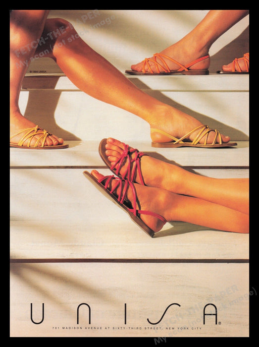 Unisa Shoes 1990s Print Advertisement Ad 1995 Legs Feet Models Fetch the Paper!