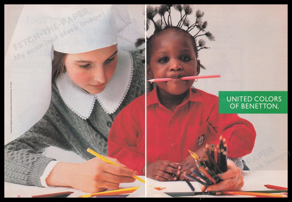 United Colors of Benetton 1980s Print Advertisement (2 pages) 1989 Coloring Fetch the Paper!