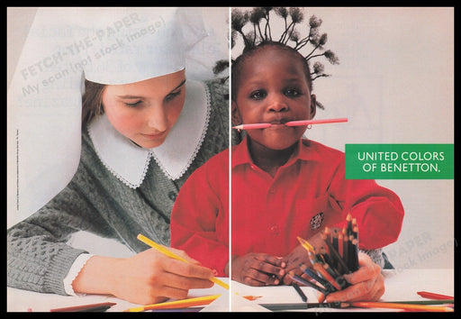 United Colors of Benetton 1980s Print Advertisement (2 pages) 1989 Coloring Fetch the Paper!
