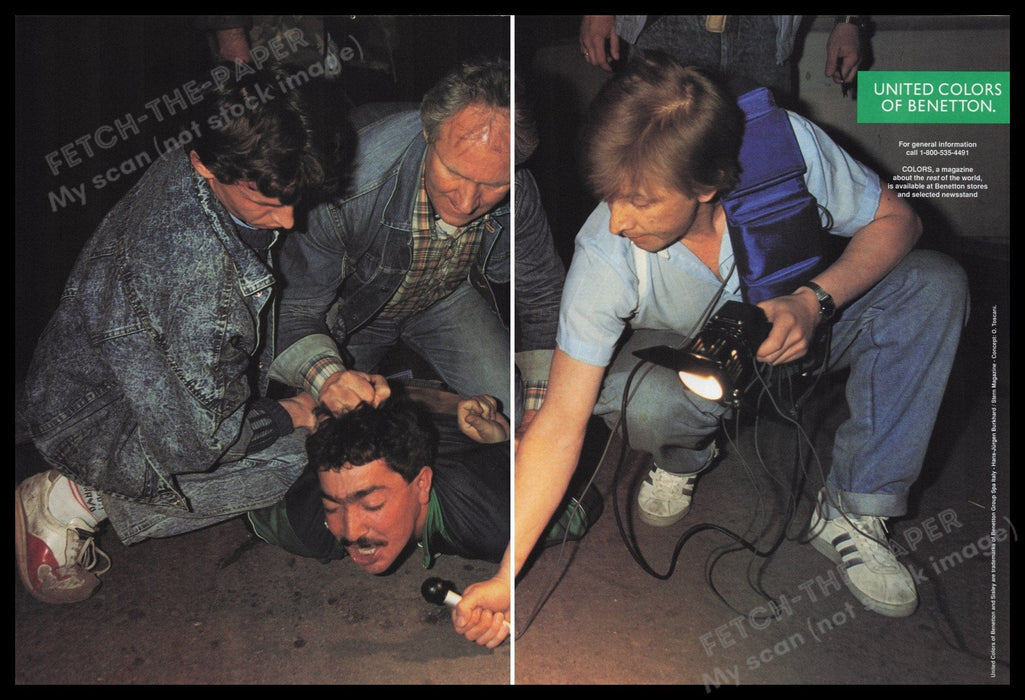 United Colors of Benetton 1990s Print Advertisement (2 pages) 1992 Arrested Fetch the Paper!