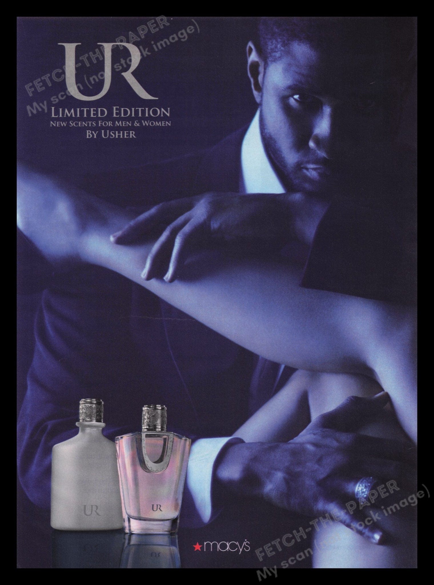 UR 2000s Print Advertisement Ad 2008 Usher Perfume Cologne Man or Woma Fetch the Paper