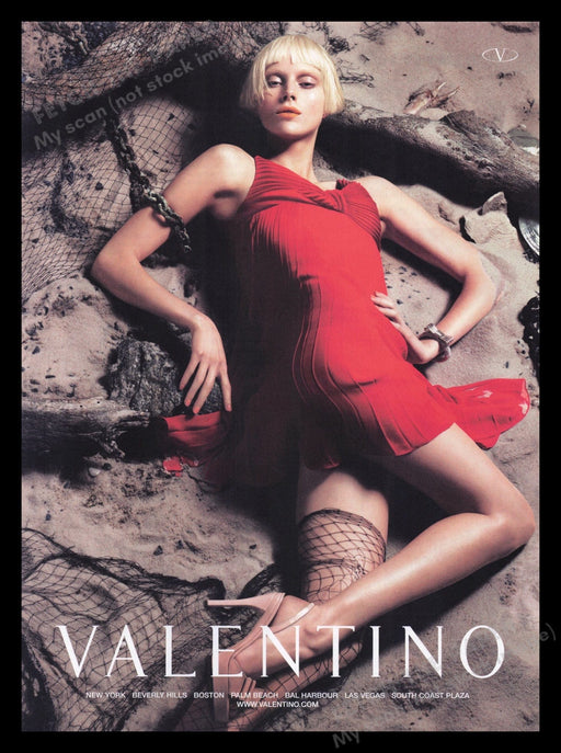 Valentino 2000's Print Advertisement Ad 2007 Legs Fish Netting Dress Fetch the Paper!