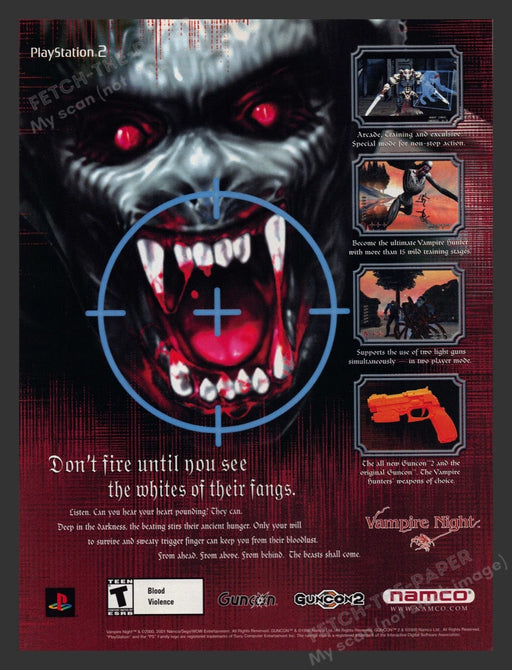 2001 Vampire Night "Whites of their fangs" Video Game Print Advertisement