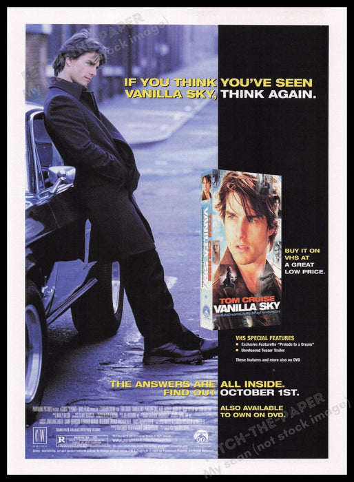 Vanilla Sky Tom Cruise 2000s Print Advertisement Ad 2002 Movie Release Promo Fetch the Paper!
