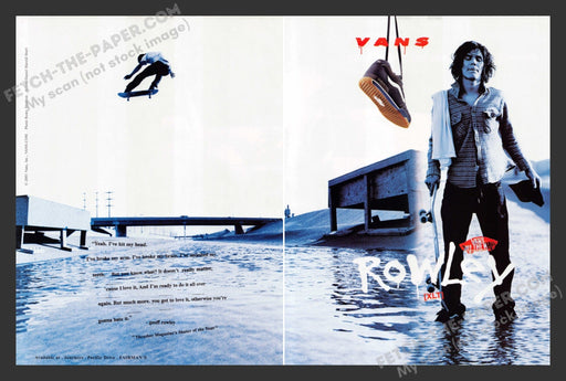 2001 Print Advertisement 2 Page Vans Geoff Rowley Skater of the Year Athlete Ad.