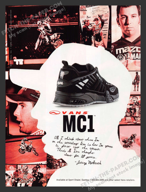 2001 Vans MC1 Shoes Jeremy McGrath Supercross Athlete Print Advertisement Ad.