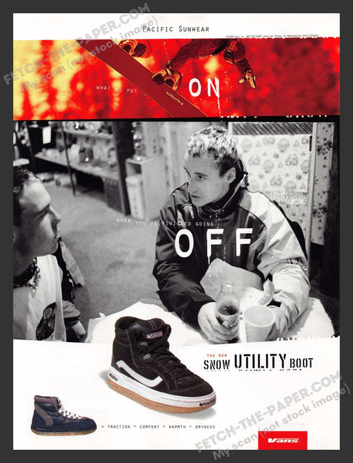 1999 Print Advertisement Vans Snow Utility Boot Snowboarding Athletes Ad.