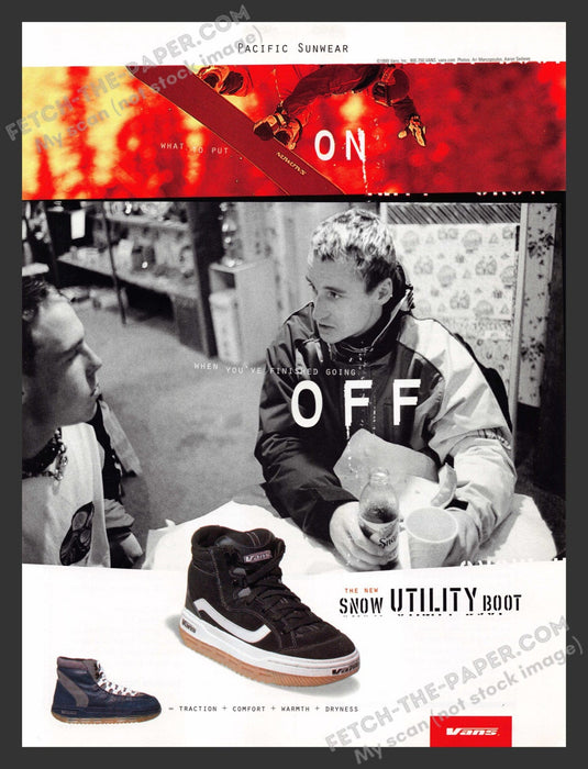 1999 Print Advertisement Vans Snow Utility Boot Snowboarding Athletes Ad.