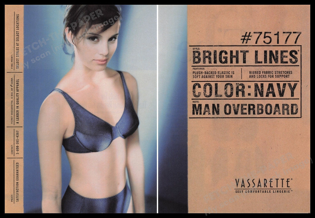 Vassarette Lingerie 1990s Print Advertisement (2 pages) 1998 Bra Panties Model Fetch the Paper!