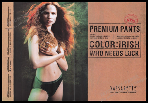 Vassarette Panties 1990s Print Advertisement (2 pages) 1999 Irish Sexy Model Fetch the Paper!