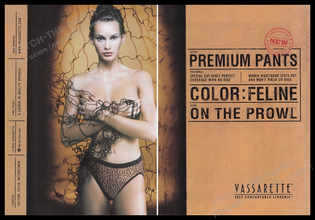 Vassarette Panties 1990s Print Advertisement (2 pages) 1999 Leopard Netting Fetch the Paper!