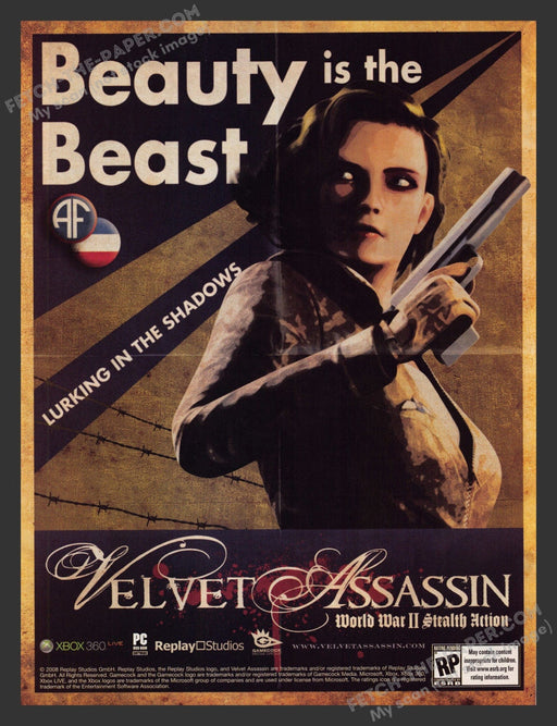 2008 Print Advertisement Velvet Assassin: WWII Stealth Action Beauty Game Ad.