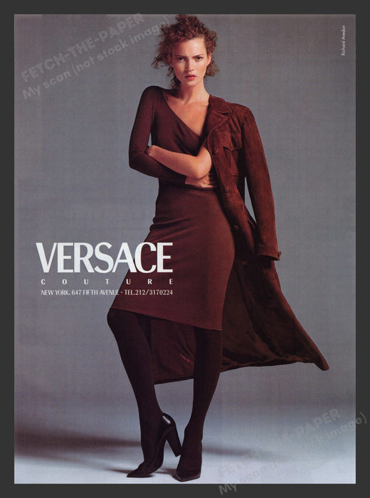 Versace Couture Dress Jacket Kate Moss Model 1990s Print Advertisement Ad 1996 Fetch the Paper!