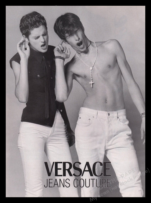Versace Jeans Couture 1990s Print Advertisement Ad 1996 Yelling Teen Models Fetch the Paper!