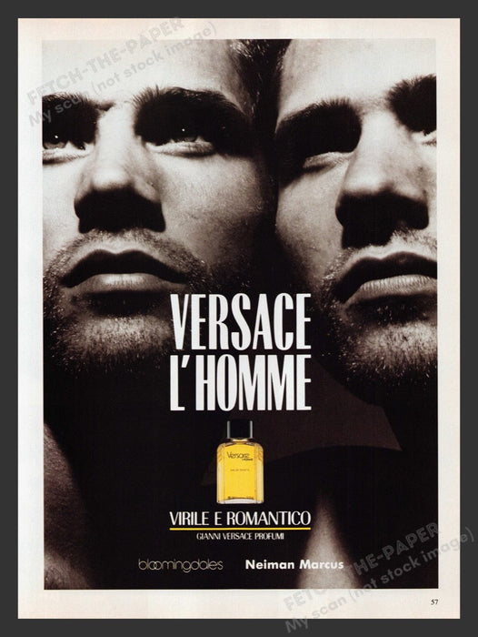 1990 Versace L'Homme Men's Cologne Print Advertisement Ad