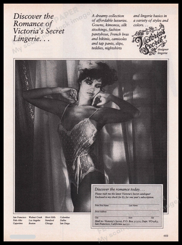 Victoria's Secret Lingerie 1980s Print Advertisement Ad 1983 Romance S