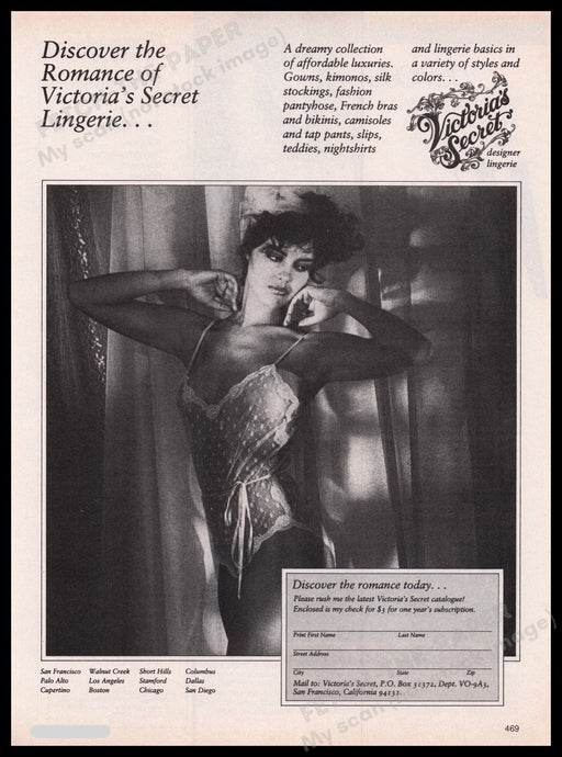 Victoria's Secret Lingerie 1980s Print Advertisement Ad 1983 Romance Sexy Fetch the Paper!