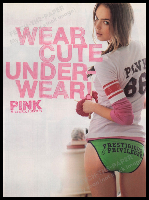 Victoria's Secret Pink 2000s Print Advertisement Ad 2006 Privileged Underwear Fetch the Paper!