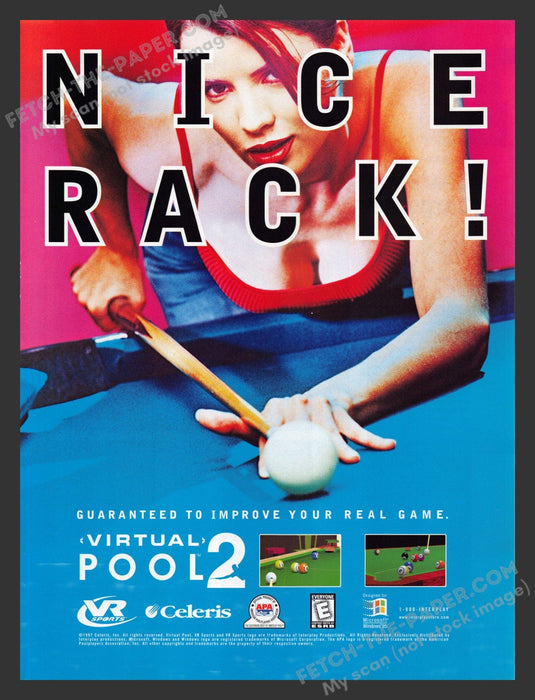 1999 Print Advertisement Virtual Pool 2 "Nice Rack!" Video Game Ad.