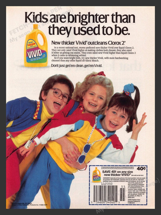 1988 Vivid Laundry Detergent Cute Kids Print Advertisement Ad
