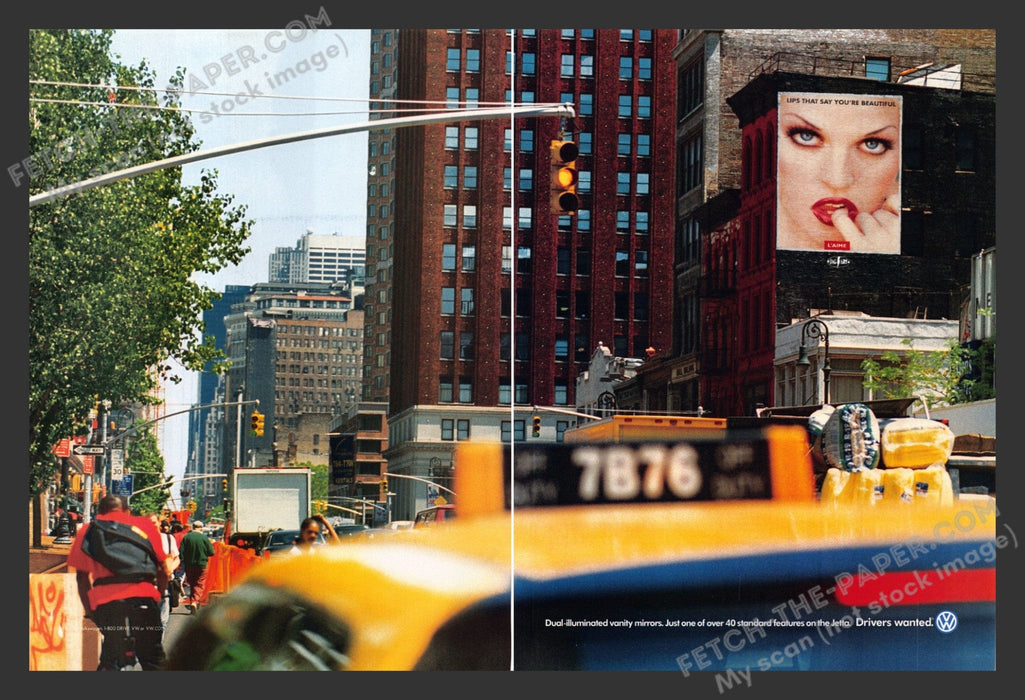 2000 Print Advertisement 2 Page Volkswagen Jetta Car Cityscape Ad.