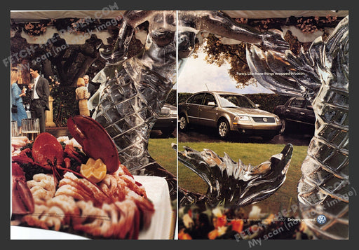 2001 VW Volkswagen Passat Ice Sculpture Lobster Print Advertisement (2 Pages).