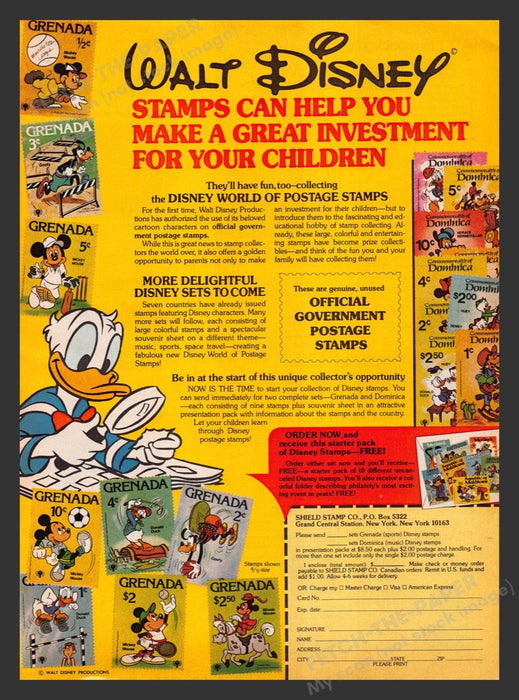 1980 Walt Disney Official Government Postage Stamps Print Advertisement Ad