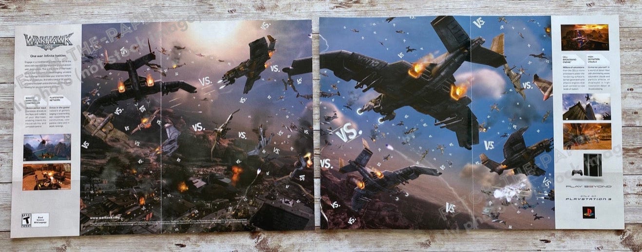 Warhawk One War Infinite Battles 2000s Fold Out Video Game Poster 2007 Fetch the Paper!