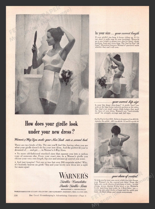 1948 Warner's Girdle, Corselettes, Panti Girdles, Bras Print Advertisement Ad