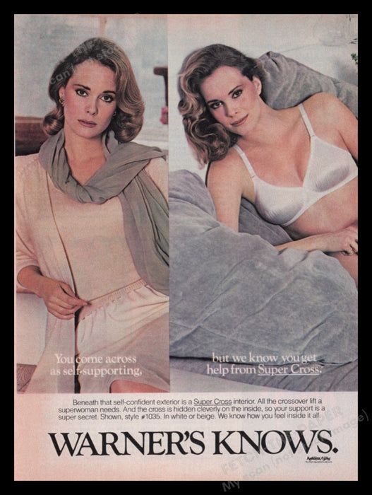 Warner's Lingerie 1980s Print Advertisement Ad 1982 Super Cross Bra Fetch the Paper!