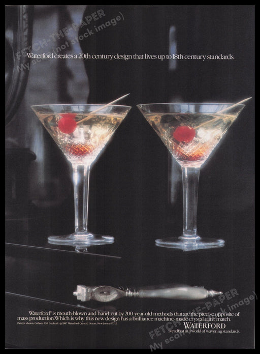 Waterford Crystal 1980s Print Advertisement Ad 1989 Martini Glass Fetch the Paper!