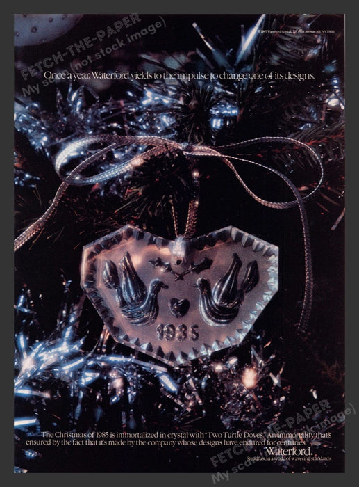 1984 Waterford "Two Turtle Doves" Christmas Tree Ornament Print Advertisement Ad